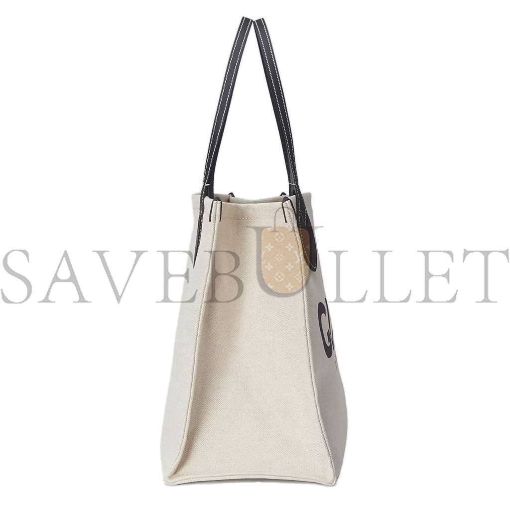 G*u*i print tote bag new beige canvas black 772176facvw8941 (41*19*18cm)